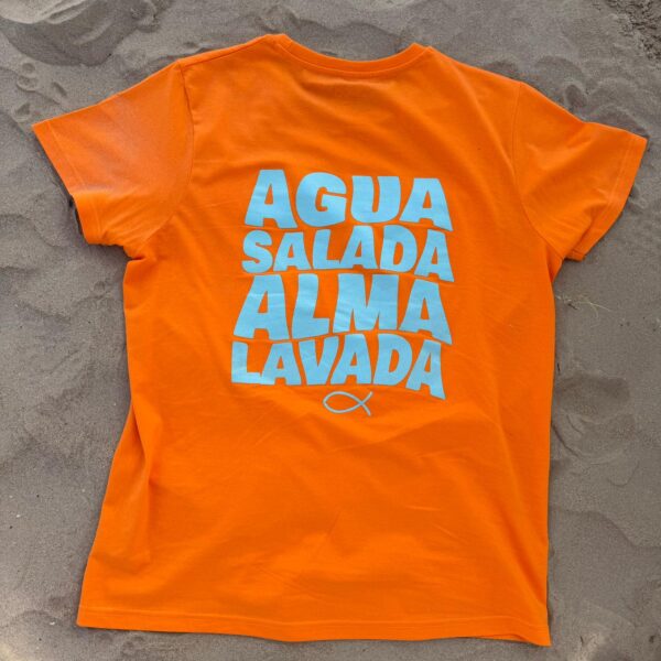 Camiseta de Algodón Naranja - Manga Corta con Bordado y Serigrafía juco