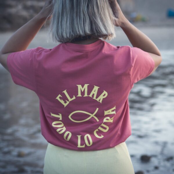 Camiseta de Algodón Rosa - Manga Corta con Serigrafía y Bordado juco.es