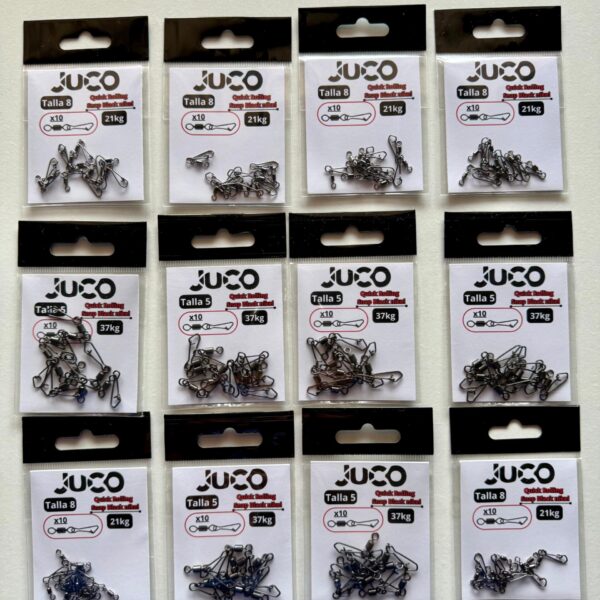Pack Grilletes JUCO Rolling Snap Black Nickel – 12 Blísters (Tallas 8 y 5)