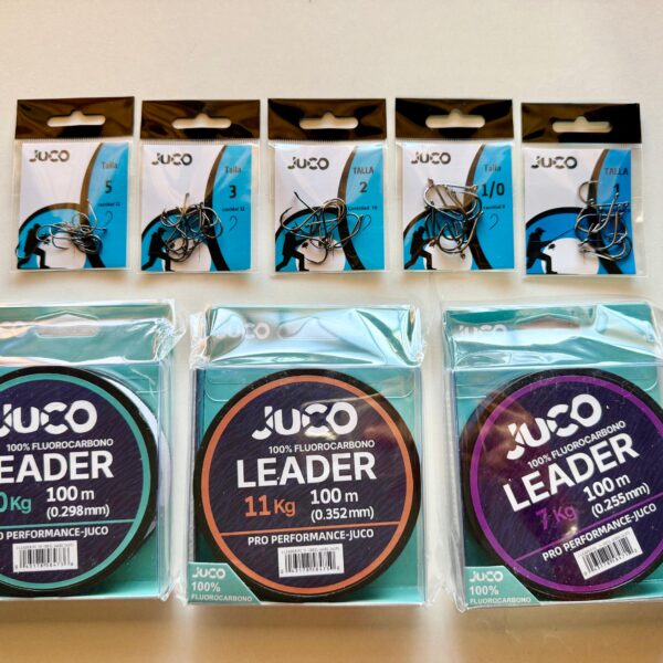 Pack de pesca JUCO – Los mejores fluorocarbonos y anzuelos del mundo para mar y río